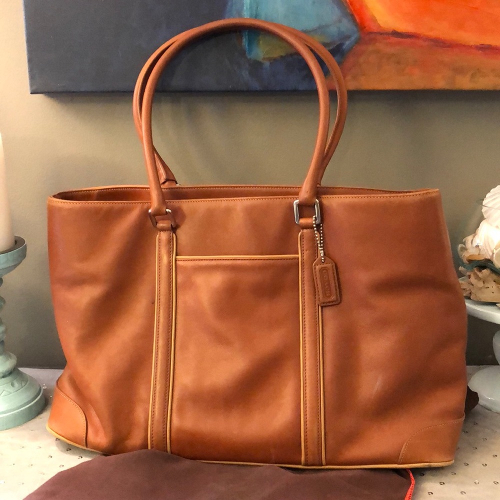 COPY - Vintage Coach Saddle Leather tote bag